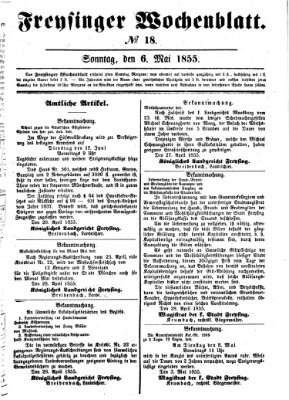 Freisinger Wochenblatt Sonntag 6. Mai 1855