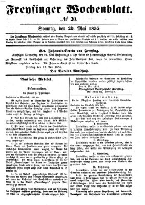 Freisinger Wochenblatt Sonntag 20. Mai 1855