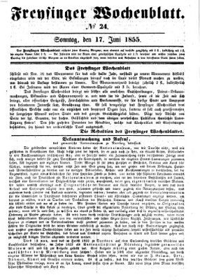 Freisinger Wochenblatt Sonntag 17. Juni 1855