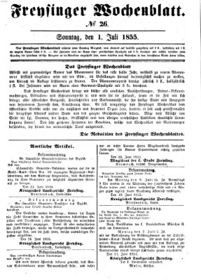 Freisinger Wochenblatt Sonntag 1. Juli 1855