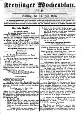 Freisinger Wochenblatt Sonntag 15. Juli 1855