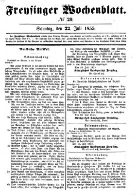 Freisinger Wochenblatt Sonntag 22. Juli 1855