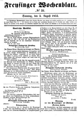 Freisinger Wochenblatt Sonntag 5. August 1855