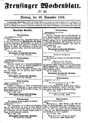 Freisinger Wochenblatt Sonntag 16. September 1855