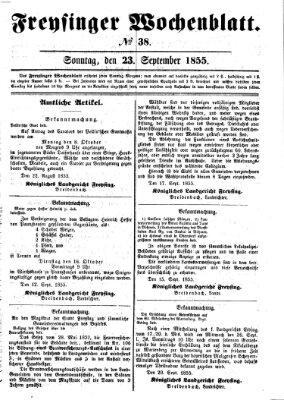 Freisinger Wochenblatt Sonntag 23. September 1855