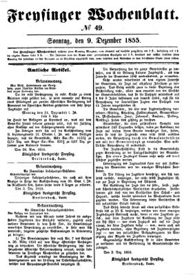 Freisinger Wochenblatt Sonntag 9. Dezember 1855