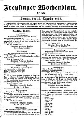 Freisinger Wochenblatt Sonntag 16. Dezember 1855