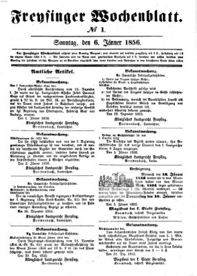 Freisinger Wochenblatt Sonntag 6. Januar 1856