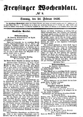 Freisinger Wochenblatt Sonntag 24. Februar 1856