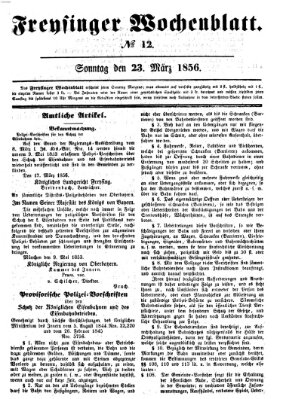 Freisinger Wochenblatt Sonntag 23. März 1856