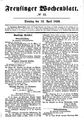 Freisinger Wochenblatt Sonntag 13. April 1856