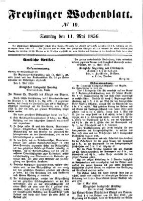 Freisinger Wochenblatt Sonntag 11. Mai 1856