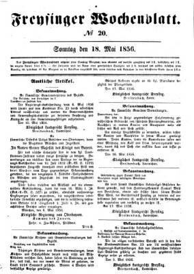 Freisinger Wochenblatt Sonntag 18. Mai 1856