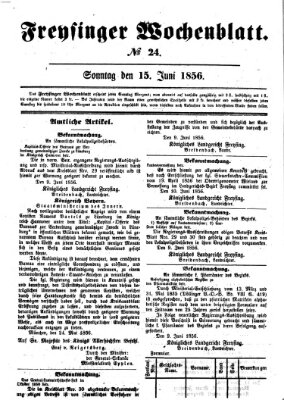 Freisinger Wochenblatt Sonntag 15. Juni 1856