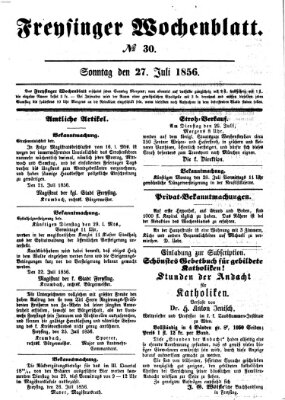 Freisinger Wochenblatt Sonntag 27. Juli 1856