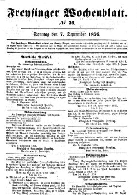Freisinger Wochenblatt Sonntag 7. September 1856