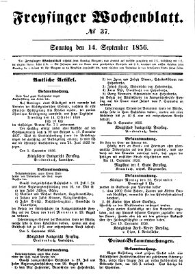 Freisinger Wochenblatt Sonntag 14. September 1856