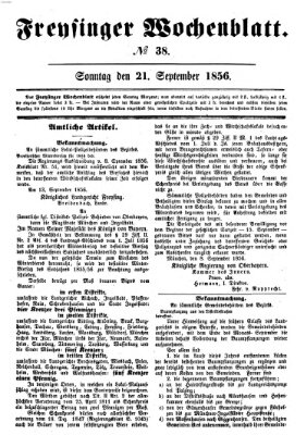 Freisinger Wochenblatt Sonntag 21. September 1856