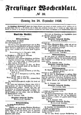 Freisinger Wochenblatt Sonntag 28. September 1856