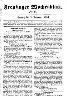 Freisinger Wochenblatt Sonntag 2. November 1856