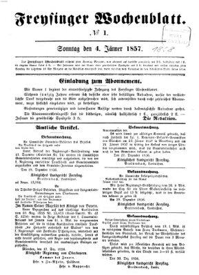 Freisinger Wochenblatt Sonntag 4. Januar 1857