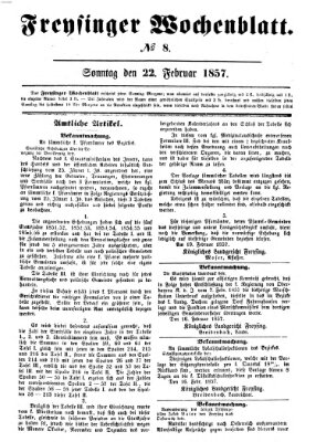 Freisinger Wochenblatt Sonntag 22. Februar 1857