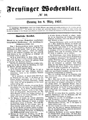 Freisinger Wochenblatt Sonntag 8. März 1857