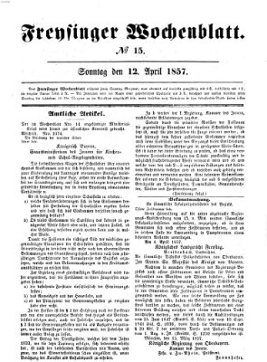 Freisinger Wochenblatt Sonntag 12. April 1857