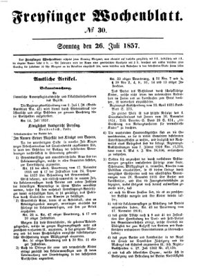 Freisinger Wochenblatt Sonntag 26. Juli 1857