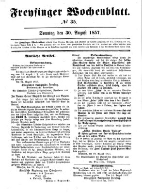 Freisinger Wochenblatt Sonntag 30. August 1857