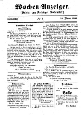 Freisinger Wochenblatt Donnerstag 28. Januar 1858