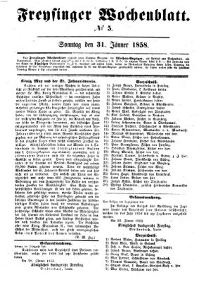 Freisinger Wochenblatt Sonntag 31. Januar 1858