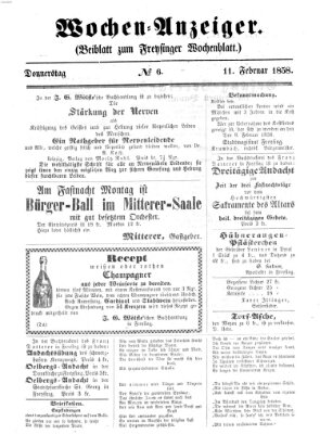 Freisinger Wochenblatt Donnerstag 11. Februar 1858