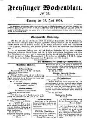 Freisinger Wochenblatt Sonntag 27. Juni 1858