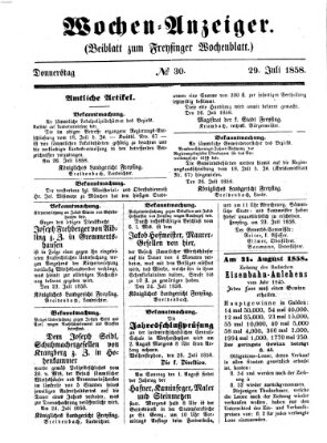 Freisinger Wochenblatt Donnerstag 29. Juli 1858