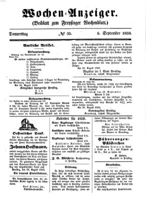 Freisinger Wochenblatt Sonntag 5. September 1858