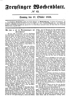 Freisinger Wochenblatt Sonntag 17. Oktober 1858