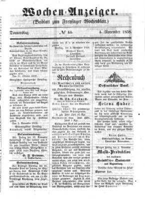 Freisinger Wochenblatt Donnerstag 4. November 1858