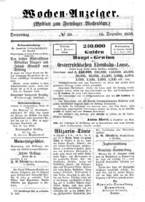 Freisinger Wochenblatt Donnerstag 16. Dezember 1858