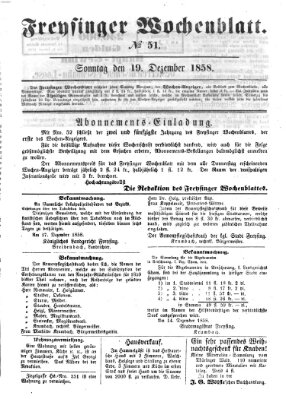 Freisinger Wochenblatt Sonntag 19. Dezember 1858