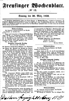 Freisinger Wochenblatt Sonntag 20. März 1859