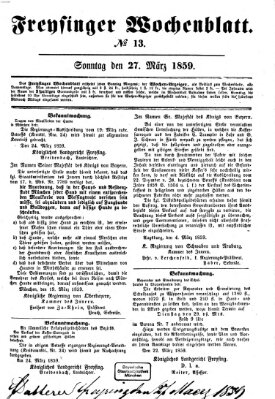 Freisinger Wochenblatt Sonntag 27. März 1859