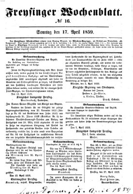 Freisinger Wochenblatt Sonntag 17. April 1859