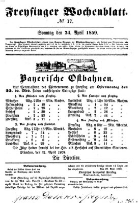 Freisinger Wochenblatt Sonntag 24. April 1859