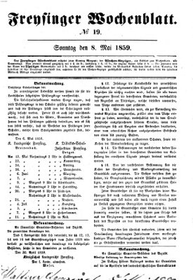 Freisinger Wochenblatt Sonntag 8. Mai 1859