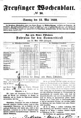 Freisinger Wochenblatt Sonntag 15. Mai 1859