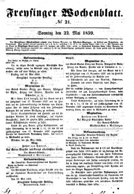 Freisinger Wochenblatt Sonntag 22. Mai 1859