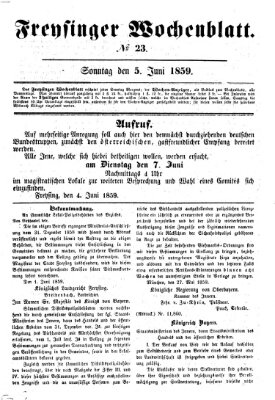 Freisinger Wochenblatt Sonntag 5. Juni 1859