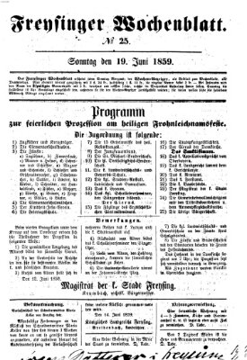 Freisinger Wochenblatt Sonntag 19. Juni 1859