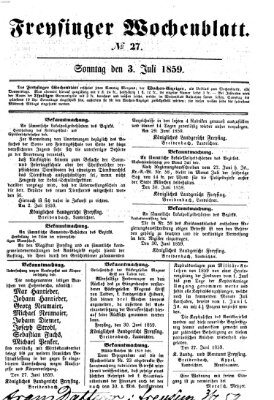 Freisinger Wochenblatt Sonntag 3. Juli 1859